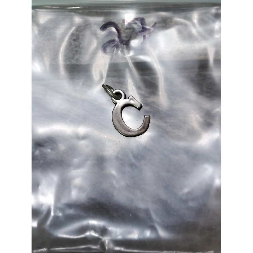 Sterling Silver 925 Letter C Initial Charm Pendant Antiqued Sunburst Mark